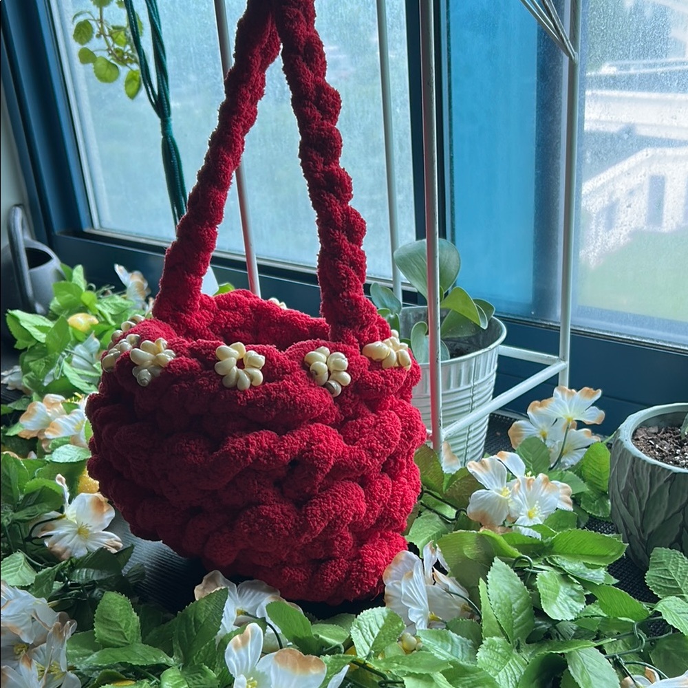 New Crotchet Red Bag
